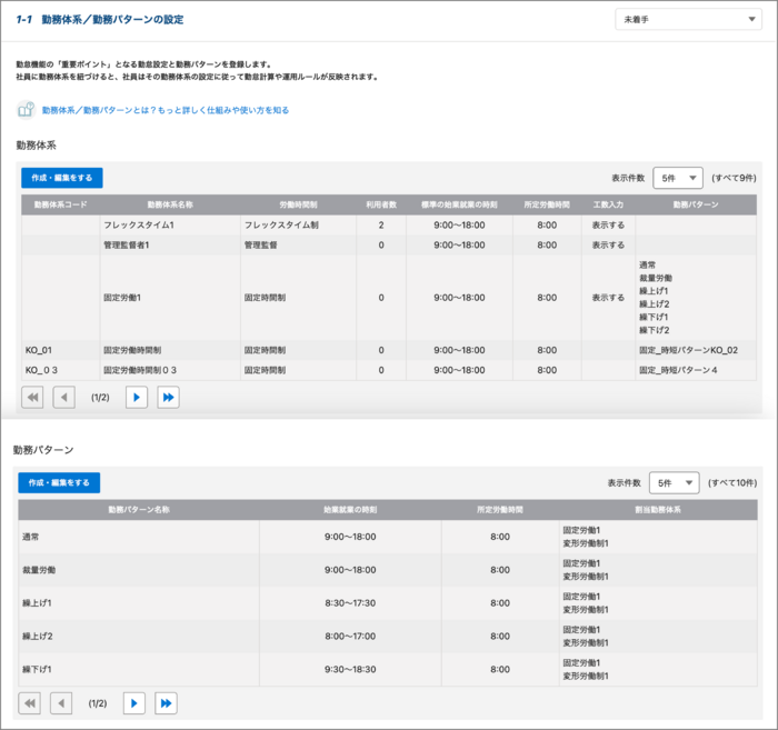 勤務体系_パターン